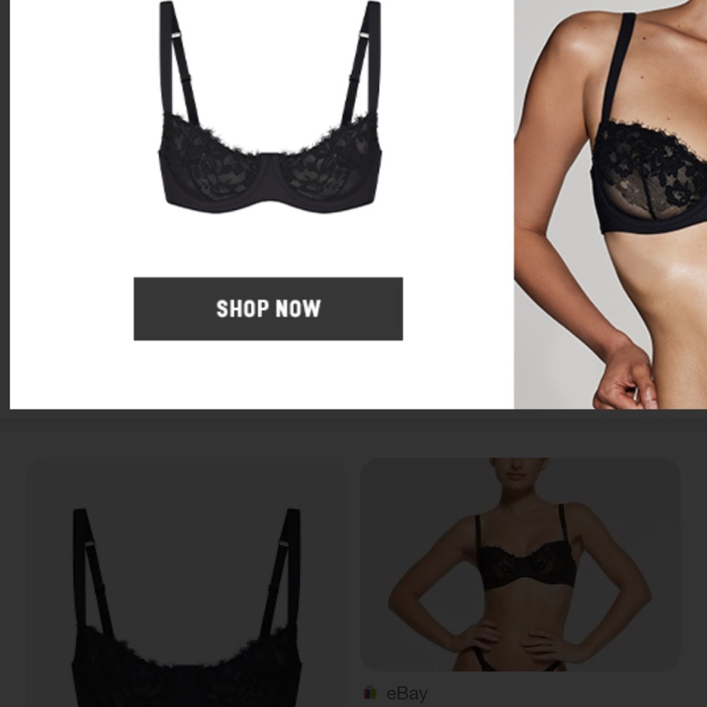 Skims Black Lace balconette Bra